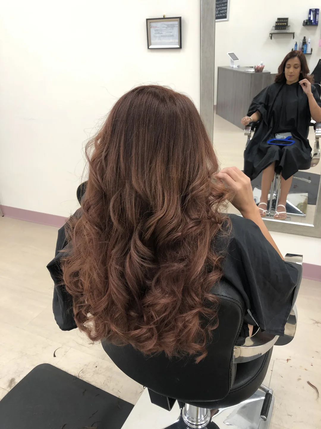 chestnut chocolate-brown long curls